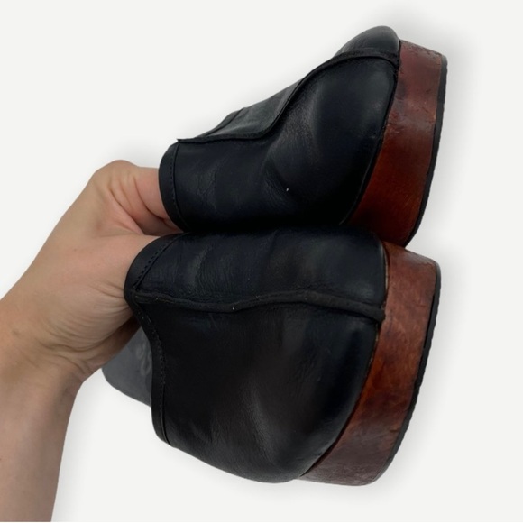 Calleen Cordero Mule Clogs Black Leather Wooden Size 7 - Picture 6 of 8